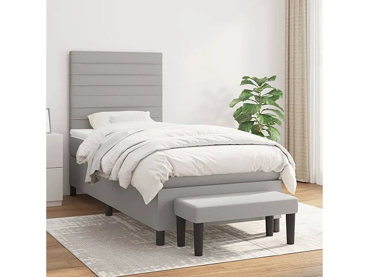 Sommier à lattes de lit avec matelas Gris clair 80x200 Tissu
