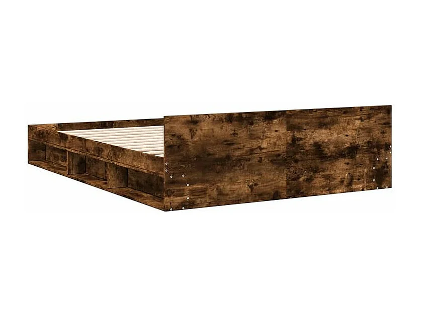 Cadre de lit et tiroirs chêne fumé 140x190 bois d'ingénierie
