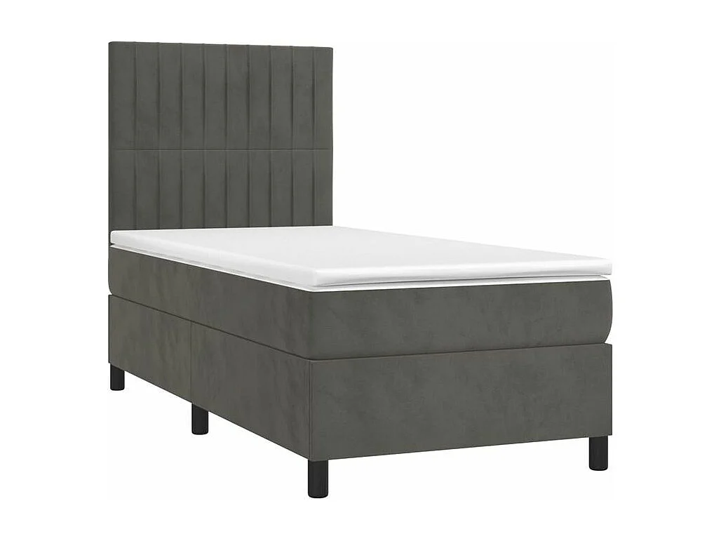 Sommier à lattes de lit et matelas Gris foncé 90x200 Velours