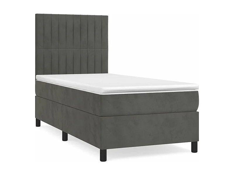 Sommier à lattes de lit et matelas Gris foncé 90x200 Velours