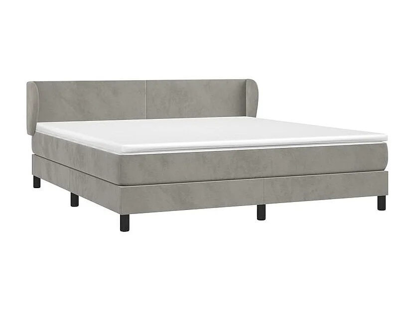 Sommier à lattes de lit et matelas Gris clair 180x200 Velours