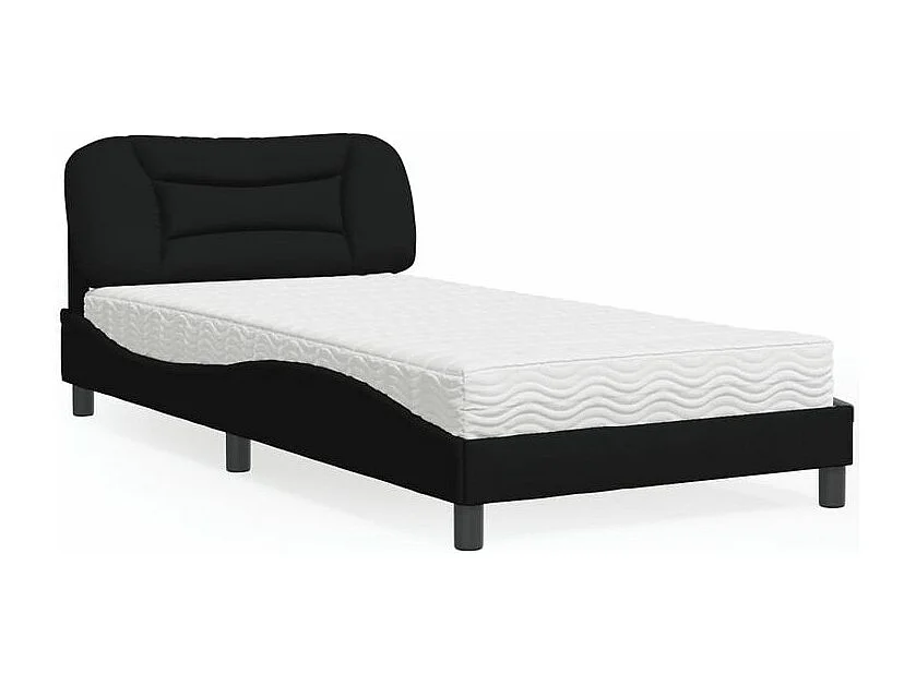 Lit avec matelas noir 100x200 tissu