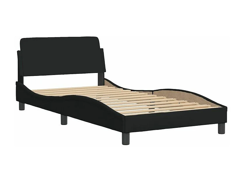 Lit avec matelas noir 100x200 tissu