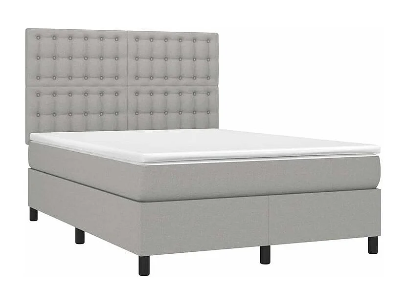 Sommier à lattes de lit et matelas et LED Gris clair 140x190