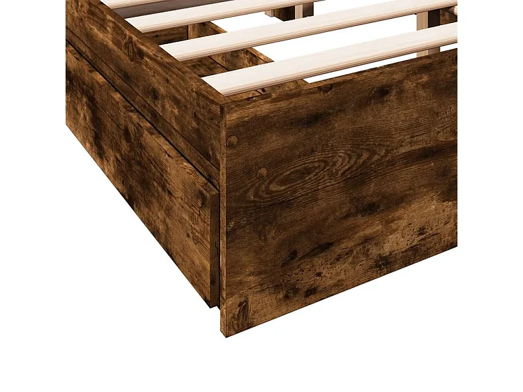 Cadre de lit et tiroirs chêne fumé 120x190 bois d'ingénierie