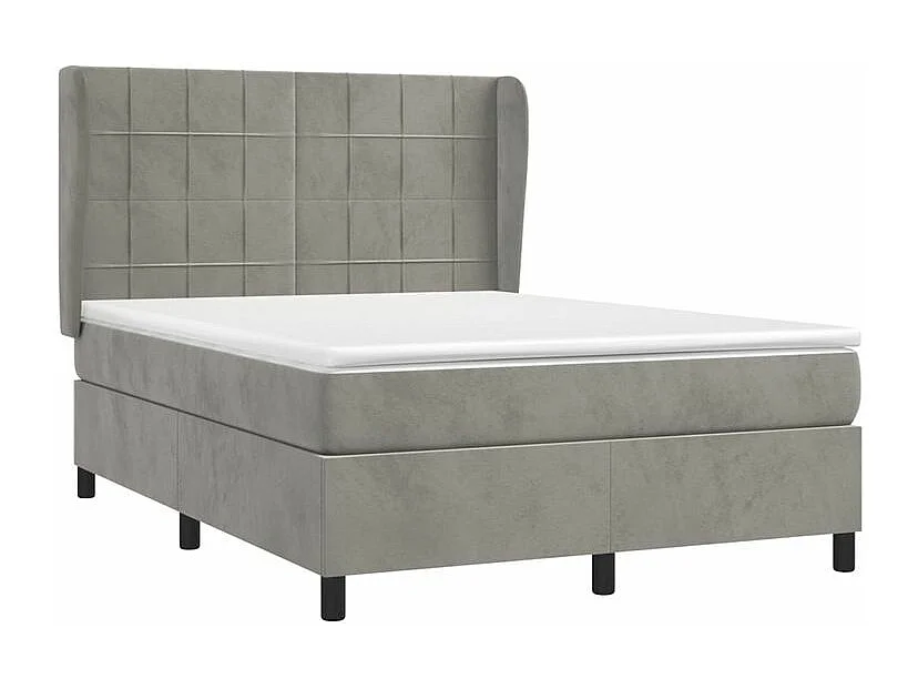 Sommier à lattes de lit et matelas Gris clair 140x190 Velours