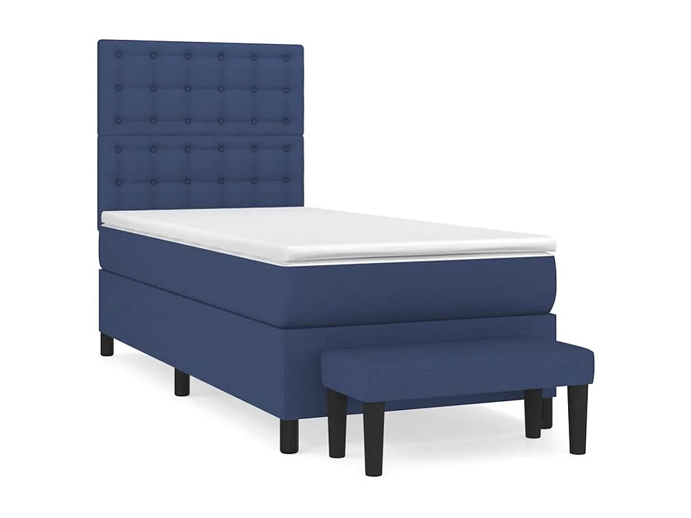 vidaXL Cama box spring con colchón tela azul 90x200 cm