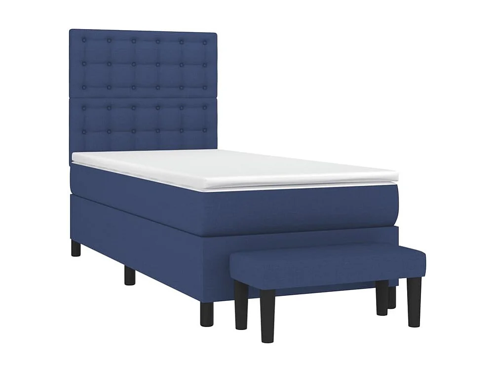 vidaXL Cama box spring con colchón tela azul 90x200 cm