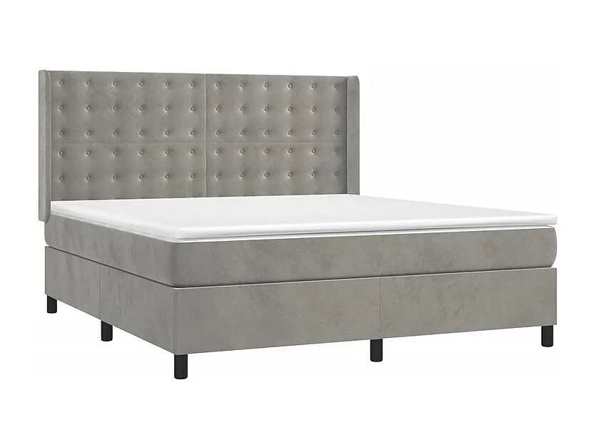 Sommier à lattes de lit matelas et LED Gris clair 160x200
