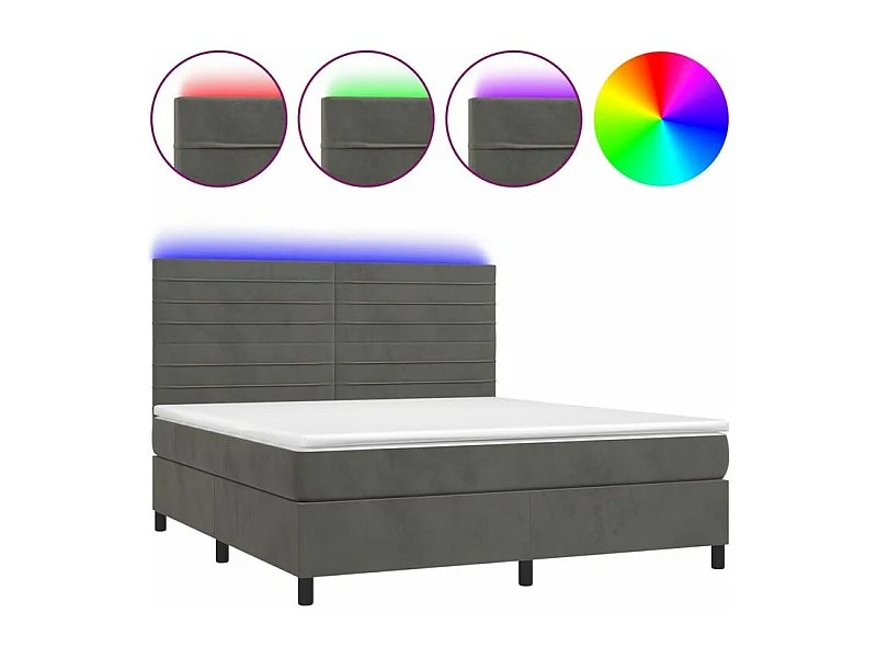 Sommier à lattes de lit avec matelas LED Gris foncé 160x200