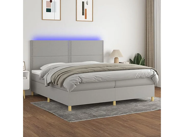 Sommier à lattes de lit matelas et LED Gris clair 200x200