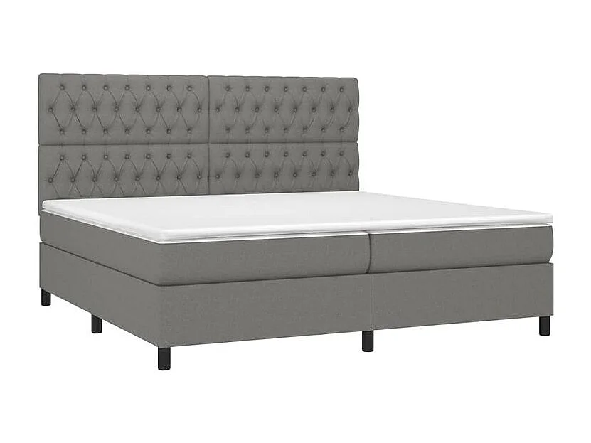 Sommier à lattes de lit et matelas et LED Gris foncé 200x200