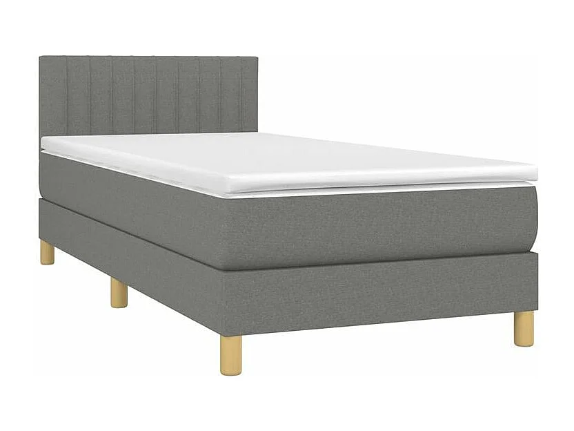Sommier à lattes de lit avec matelas et LED Gris foncé 90x190