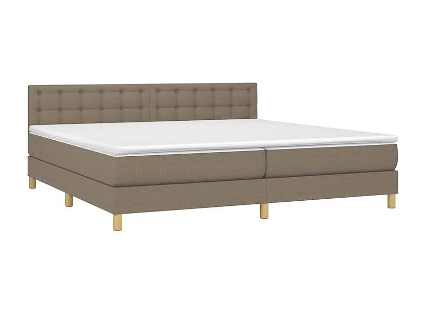 Sommier à lattes de lit et matelas et LED Taupe 200x200 Tissu