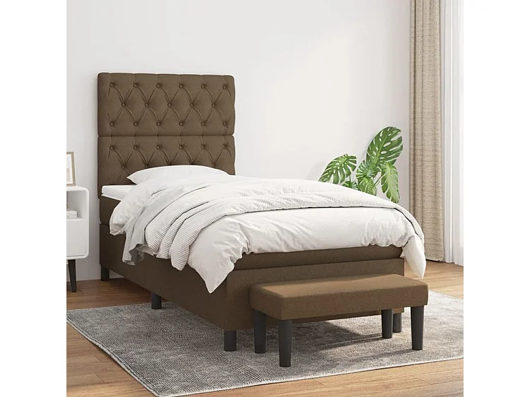 Sommier à lattes de lit avec matelas Marron foncé 80x200