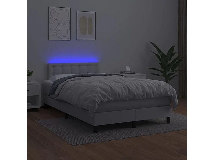 Sommier à lattes de lit avec matelas et LED Blanc 120x200