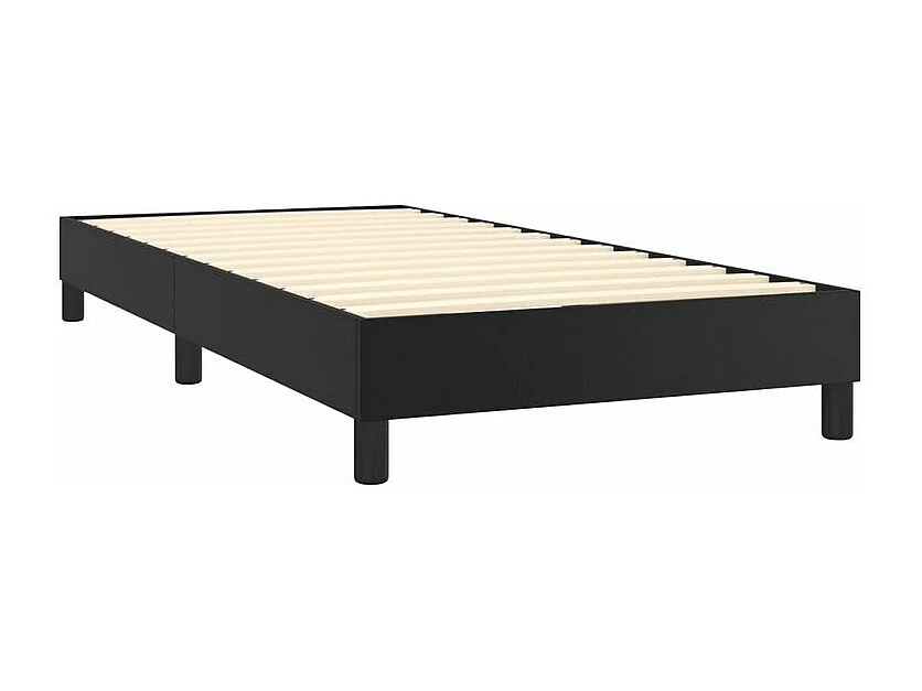 Sommier à lattes de lit avec matelas Noir 90x200 Similicuir