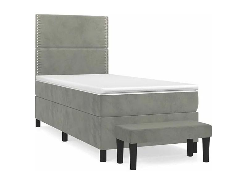 Sommier à lattes de lit et matelas Gris clair 90x200 Velours