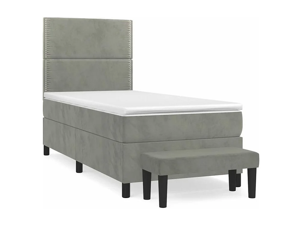 Sommier à lattes de lit et matelas Gris clair 90x200 Velours