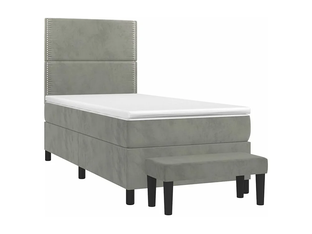 Sommier à lattes de lit et matelas Gris clair 90x200 Velours