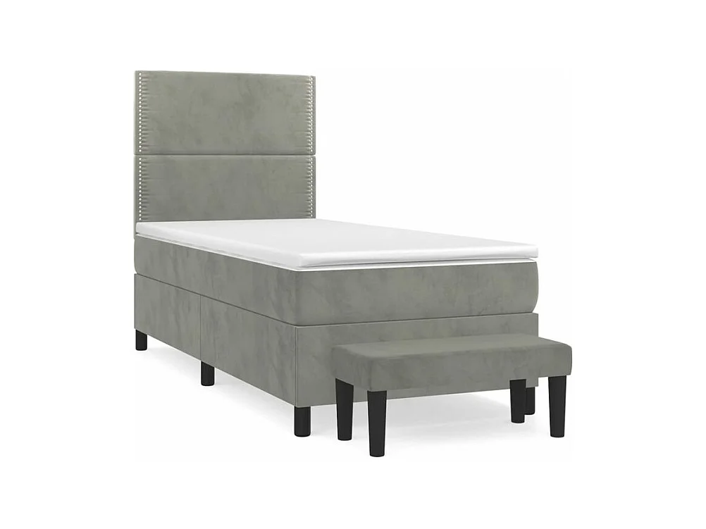 Sommier à lattes de lit et matelas Gris clair 90x200 Velours