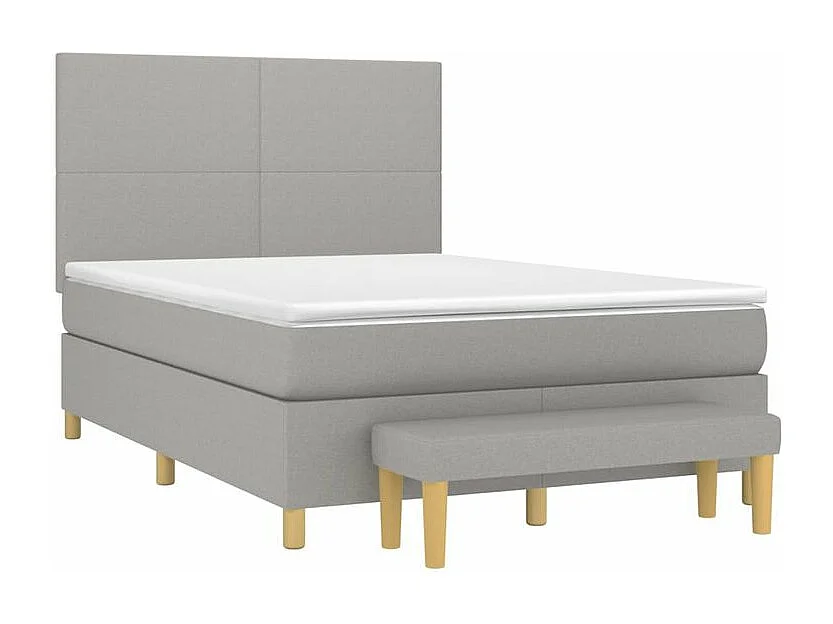 Sommier à lattes de lit avec matelas Gris clair 140x200 Tissu