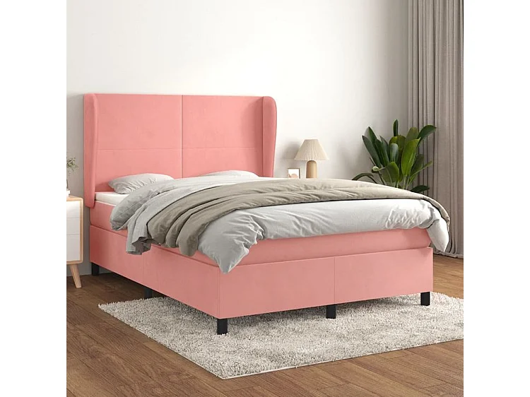 Sommier à lattes de lit avec matelas Rose 140x190 Velours