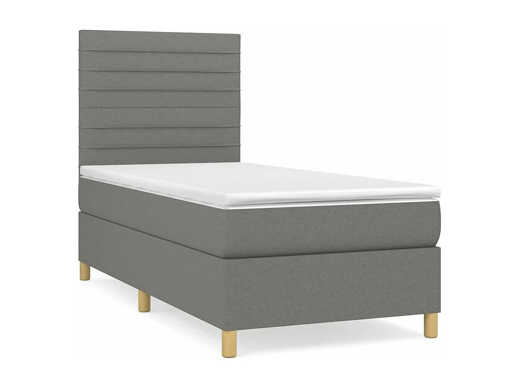 Sommier à lattes de lit avec matelas Gris foncé 90x200 Tissu