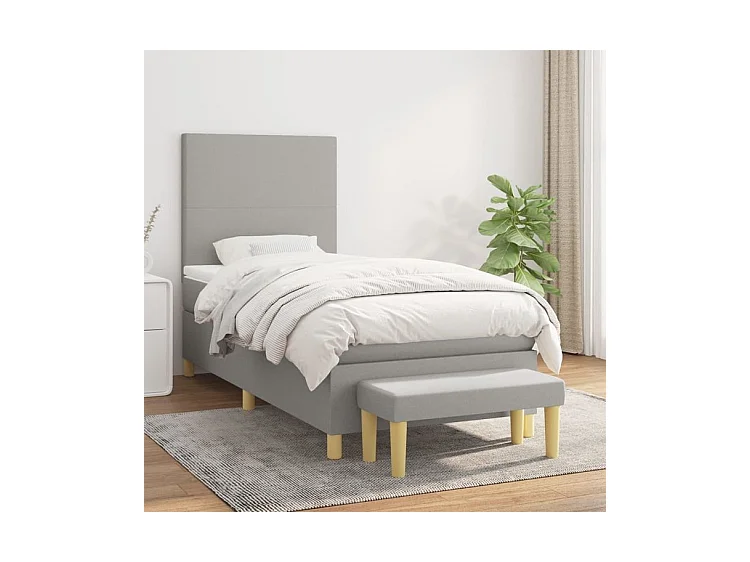 Sommier à lattes de lit avec matelas Gris clair 80x200 Tissu