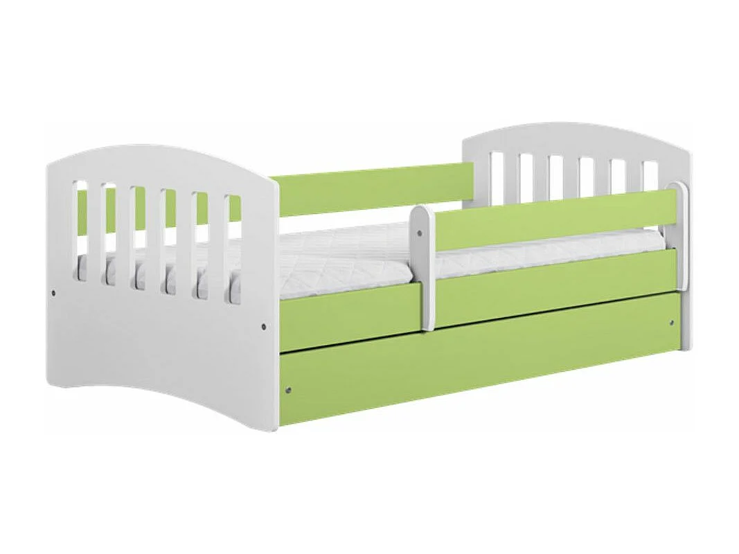 Lit enfant avec barrière de sécurité amovible vert Klaky-80x160