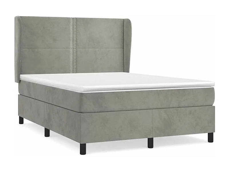 Sommier à lattes de lit et matelas Gris clair 140x190 Velours