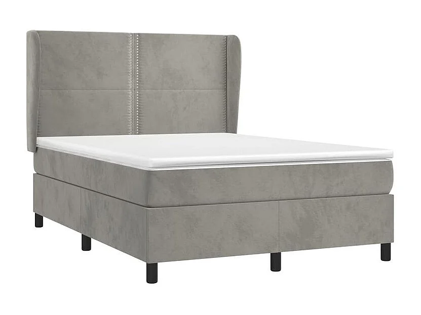Sommier à lattes de lit et matelas Gris clair 140x190 Velours