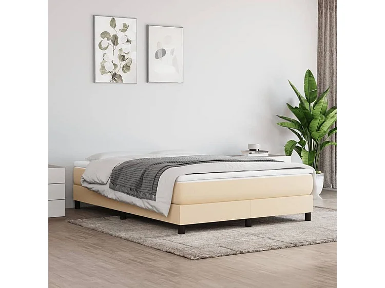Sommier à lattes de lit avec matelas Crème 160x200 Tissu