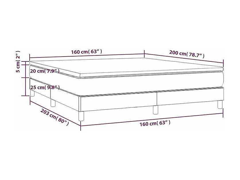 Sommier à lattes de lit avec matelas Crème 160x200 Tissu