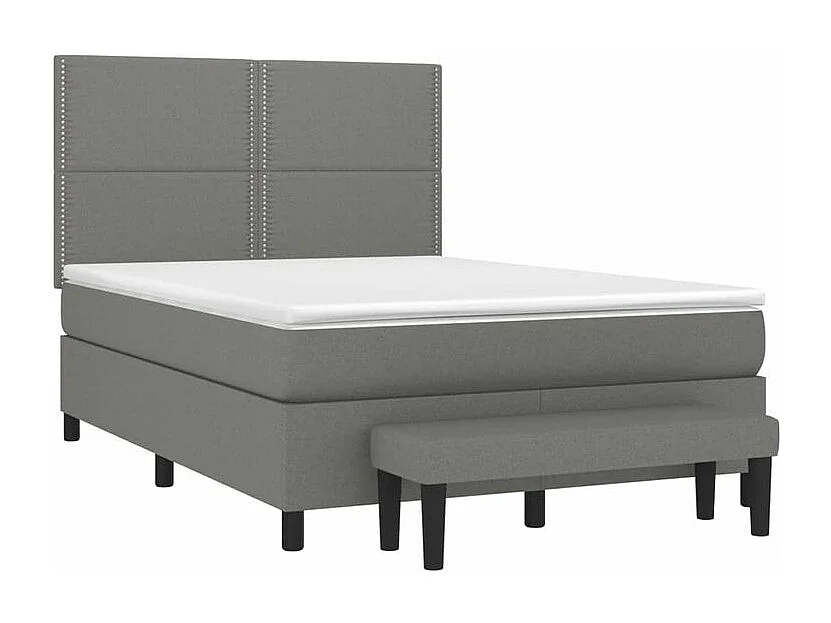 Sommier à lattes de lit avec matelas Gris foncé 140x190 Tissu