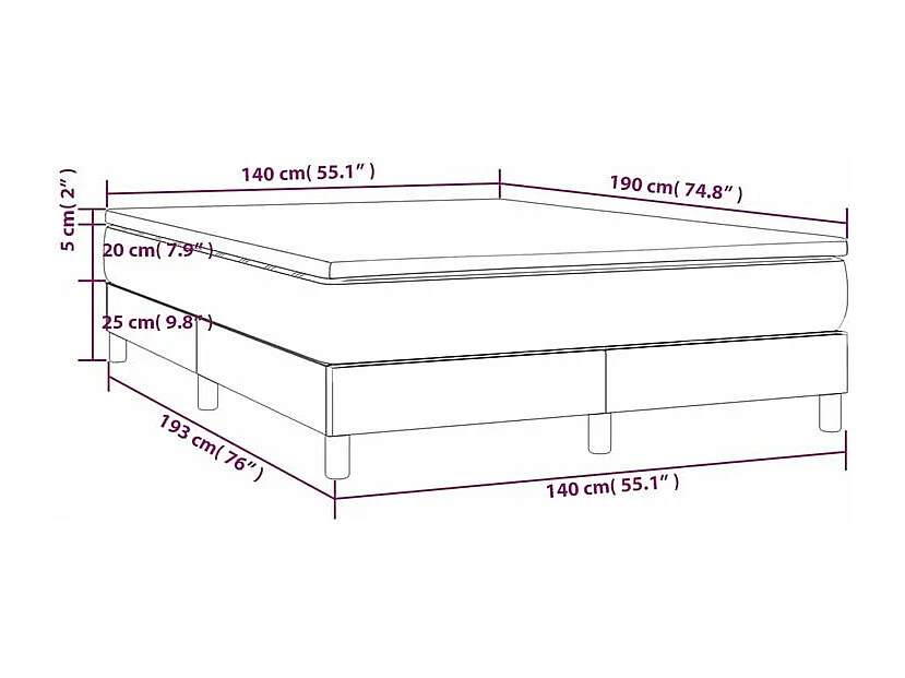 Sommier à lattes de lit avec matelas Gris clair 140x190 Tissu