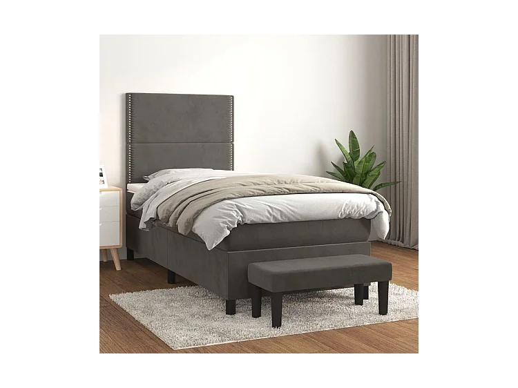 Sommier à lattes de lit avec matelas Gris foncé 100x200