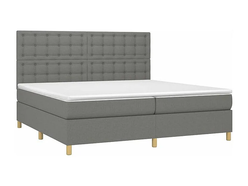 Sommier à lattes de lit et matelas et LED Gris foncé 200x200