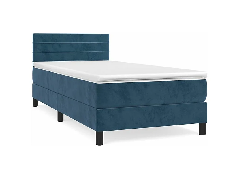 Sommier à lattes de lit avec matelas Bleu foncé 90x200