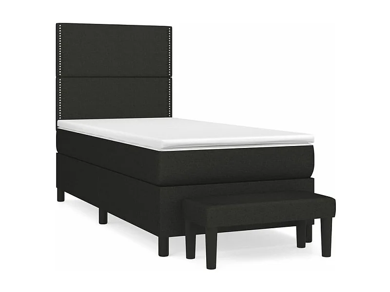 Sommier à lattes de lit avec matelas Noir 90x200 Tissu