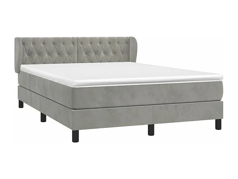 Sommier à lattes de lit et matelas Gris clair 140x200 Velours