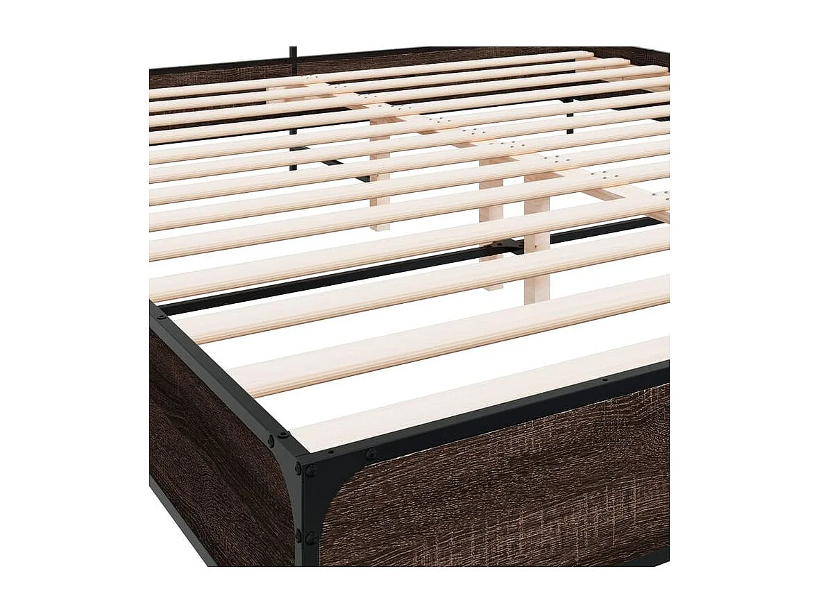 Cadre de lit chêne marron 200x200 bois d'ingénierie et métal