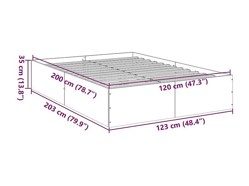 Cadre de lit noir 120x200 bois d'ingénierie