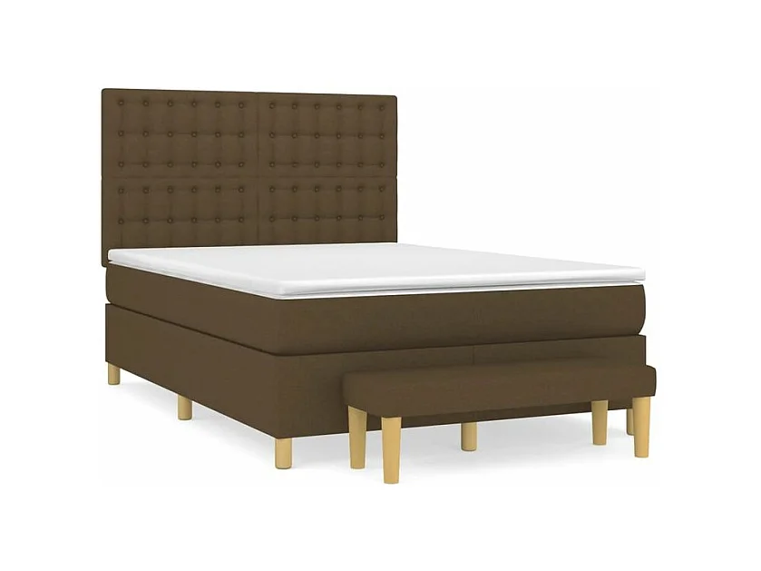 Sommier à lattes de lit avec matelas Marron foncé 140x200