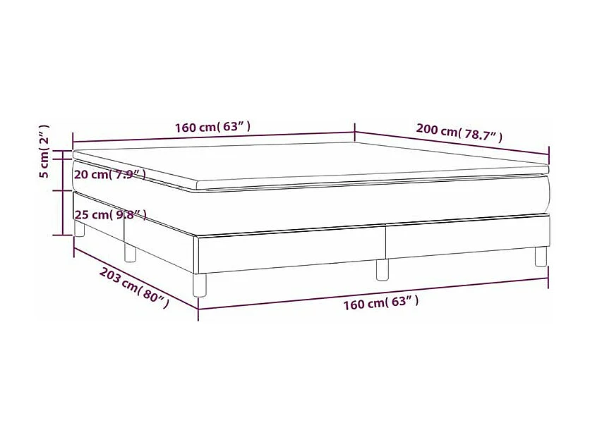 Sommier à lattes de lit avec matelas Gris clair 160x200 Tissu
