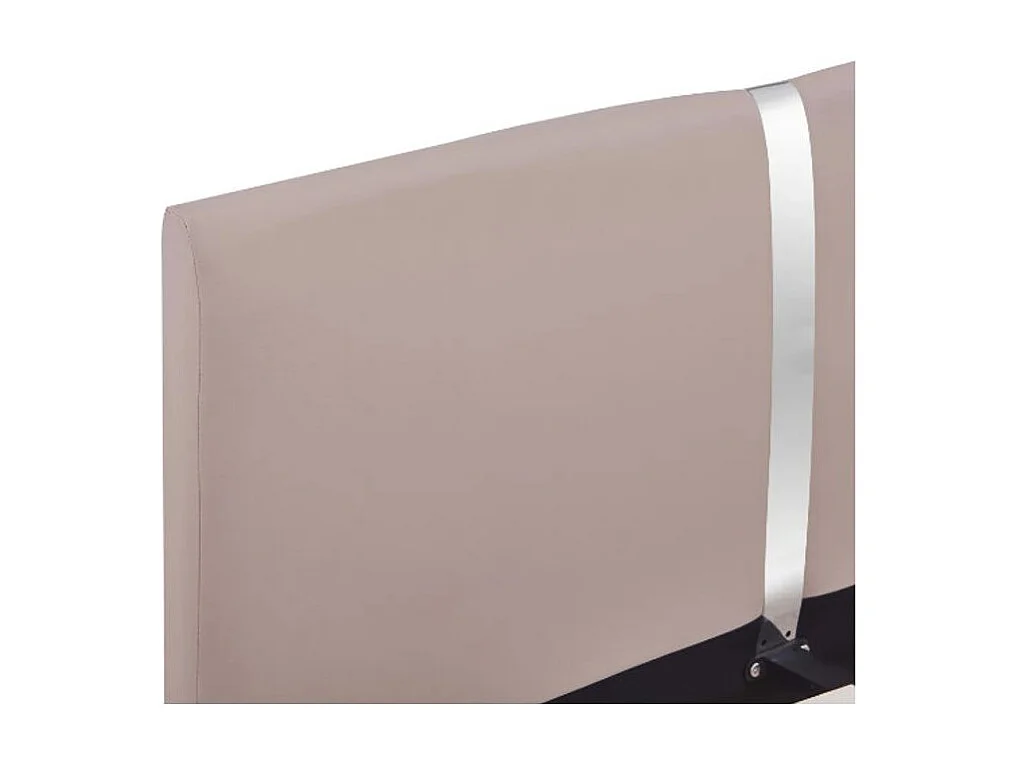 Lit adulte simili cuir beige et pieds métal chromé Andou 140x200