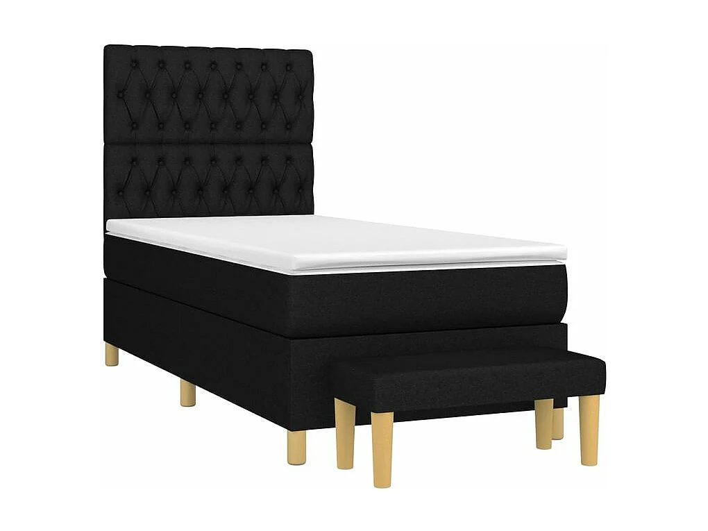 Sommier à lattes de lit avec matelas Noir 100x200 Tissu