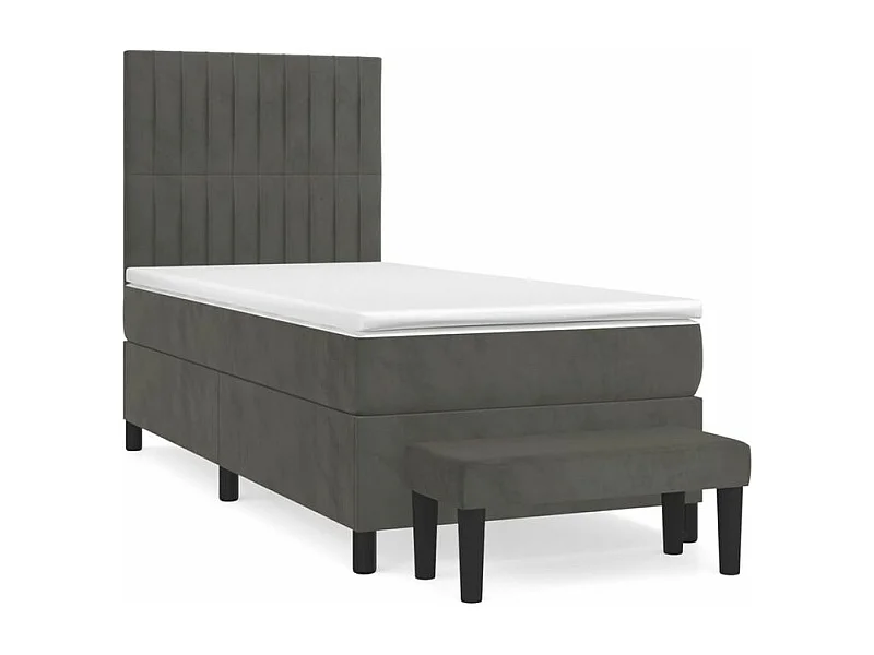 Sommier à lattes de lit et matelas Gris foncé 90x200 Velours