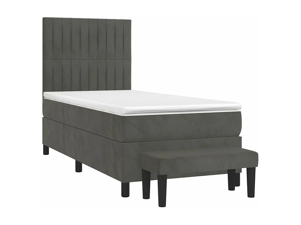 Sommier à lattes de lit et matelas Gris foncé 90x200 Velours