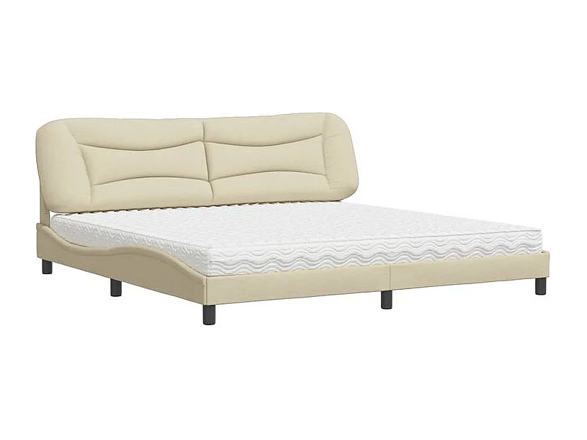 Lit avec matelas crème 200x200 tissu